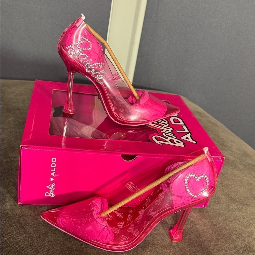 Barbie x ALDO Barbiestessy Collection Pink Translucent Pointed Toe Pumps 7.5 NEW - Picture 6 of 15